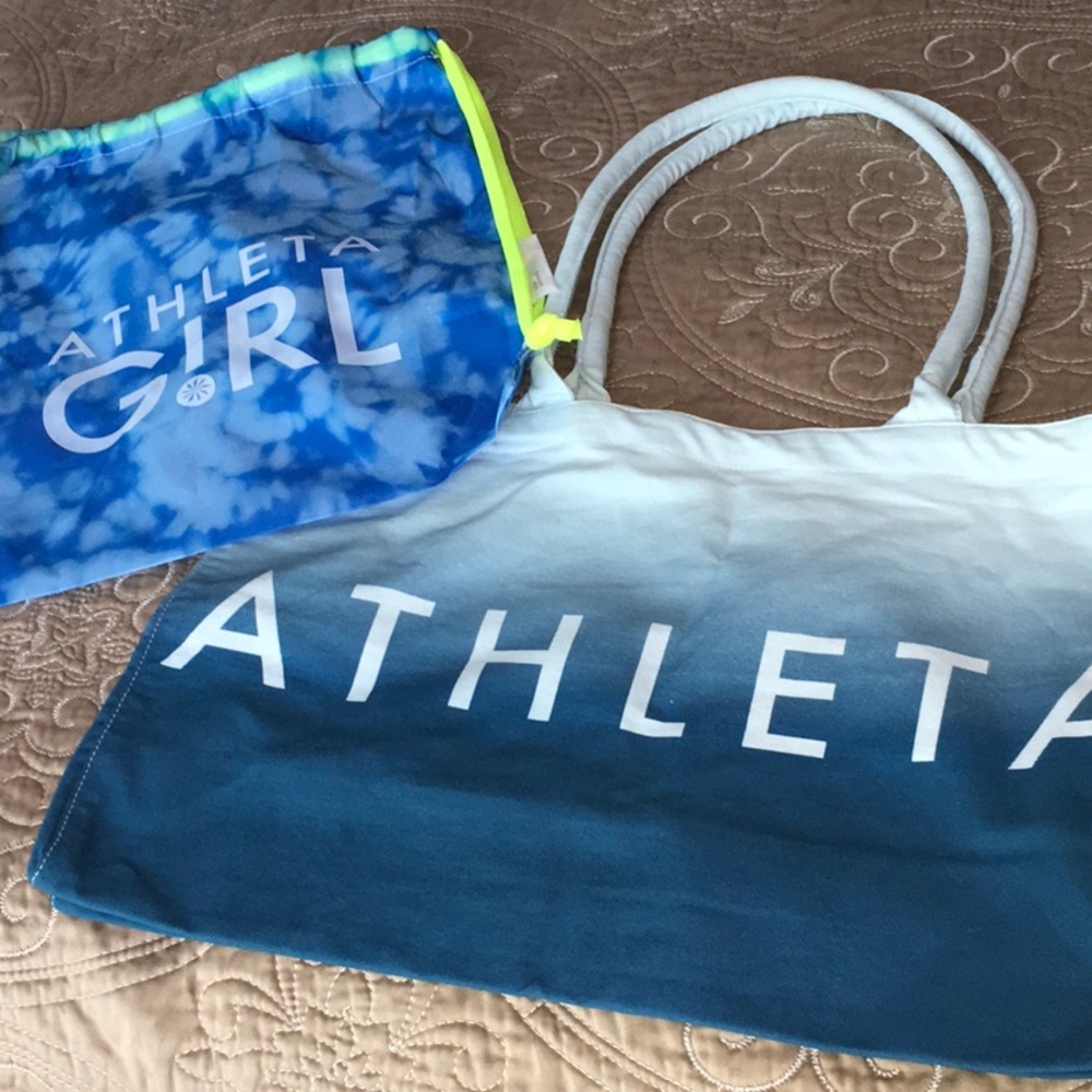 Athleta Blue Gradient Shoulder Tote Bag & Backpack New